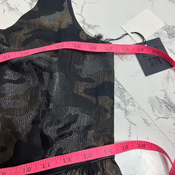 NWT Anna Sui metallic camo print dress Sz 6 silver black bronze - Picture 5 of 6